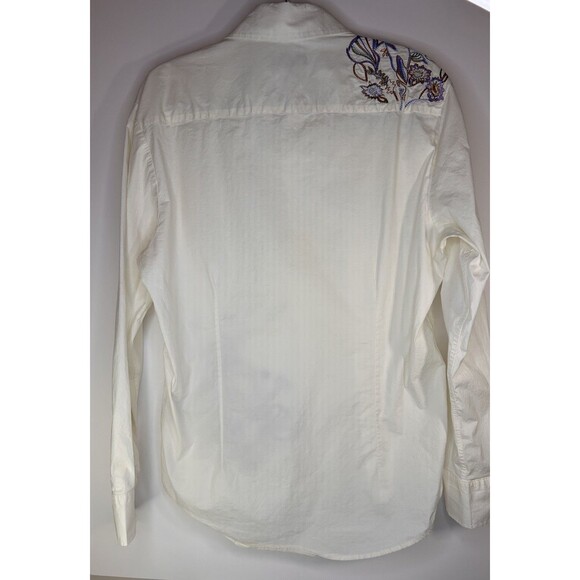 7 Diamonds Embroidered Mens Off White Button Down LS Shirt Size XL - Picture 7 of 10